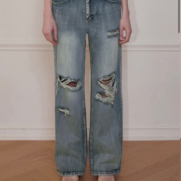 HIGHLIGHT DAMAGE WIDE PANTS BLUE M