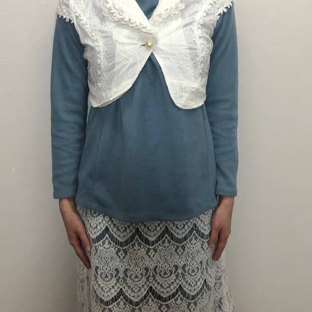 빈티지 화이트 레이스 크롭 자켓