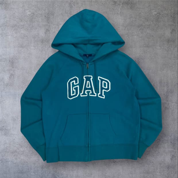 GAP 스카이 컬러 스펠아웃 빅로고 후드 집업