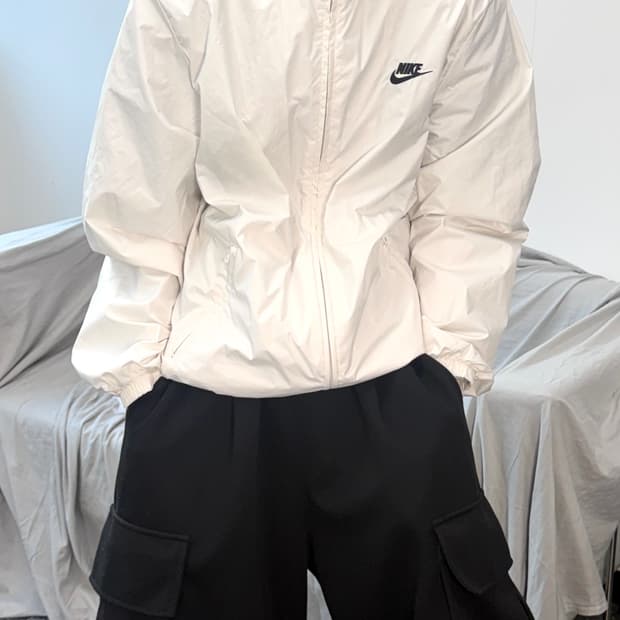 나이키 NSW 화이트 빅로고 우븐 바람막이 자켓 L