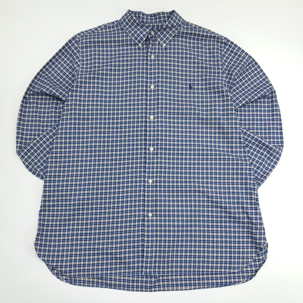 Co508 2XL 폴로 랄프로렌 블루 테터솔 QR 긴팔 셔츠 남방
