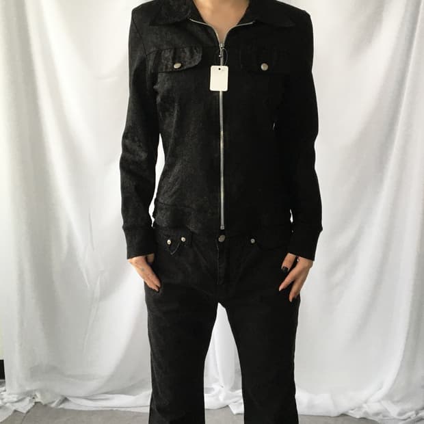 Flower pattern shirt zip up