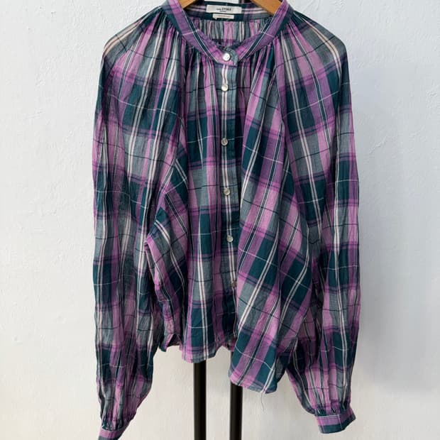 정품) 이자벨마랑 오버사이즈 체크 블라우스 셔츠 40 