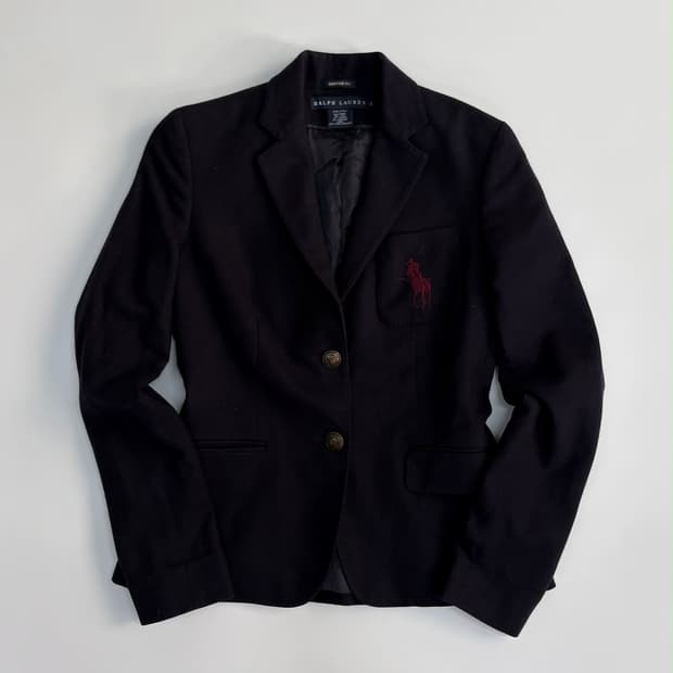 [4] 폴로 랄프로렌 금장 빅포니 울 캐시미어 여성 블레이져 자켓