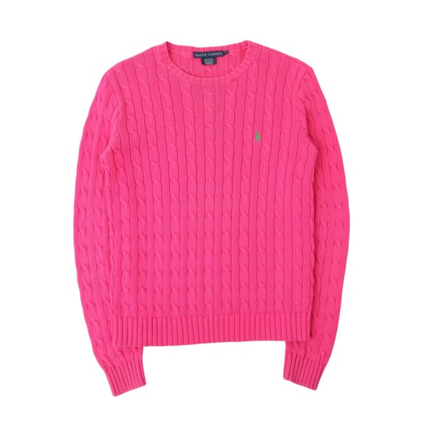 폴로 랄프로렌 핑크 코튼 케이블 니트