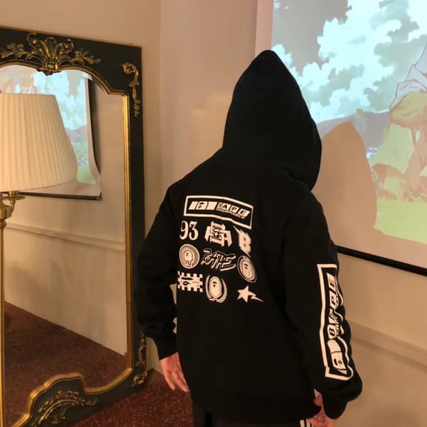 베이프 블랙 후드집업