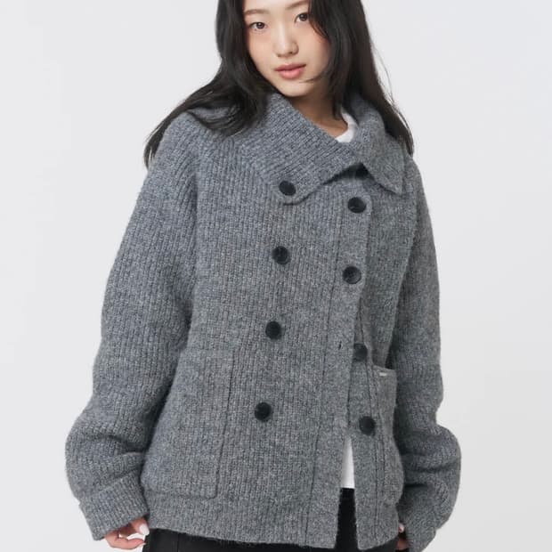 미세키서울 더블 버튼 볼드 니트 그레이