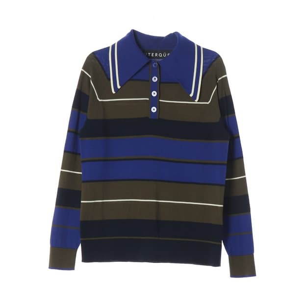 UTERQUE 우테르케 스트라이프 카라 니트 S