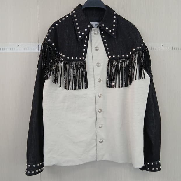 ZINCHOI 블랙 데님 웨스턴 셔츠