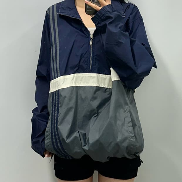 아디다스 올드스쿨 배색 반집업 아노락