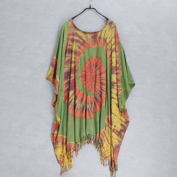 rayon blend dyeing poncho fringe ops