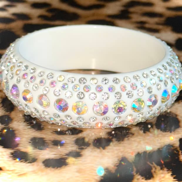 시부야 갸루 화이트 큐빅 뱅글 팔찌