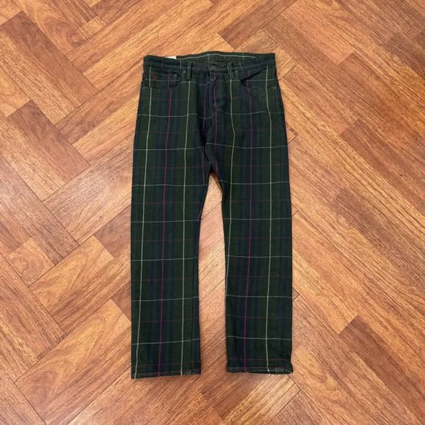 32 폴로 랄프로렌 타탄체크 플라이버튼 팬츠 