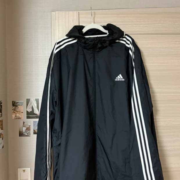 아디다스 3선 후드 바람막이 자켓