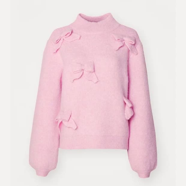 44 55 텍ㅇ새상품 정가45만 Cras 리본 벌룬소매 니트 스웨터