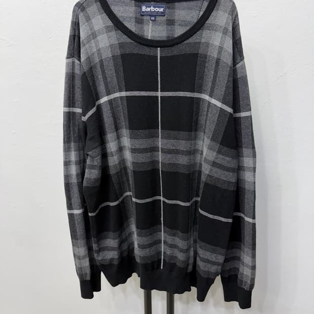 정품) 바버 남성 체크 패턴 니트 XXL 