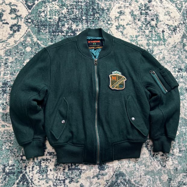 90s Mc Gregor 맥그리거 울 봄버 바시티 집업 자켓(M)