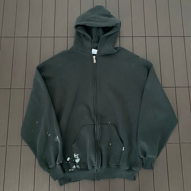 (XL) 90s 빈티지 러셀 후드집업 블랙