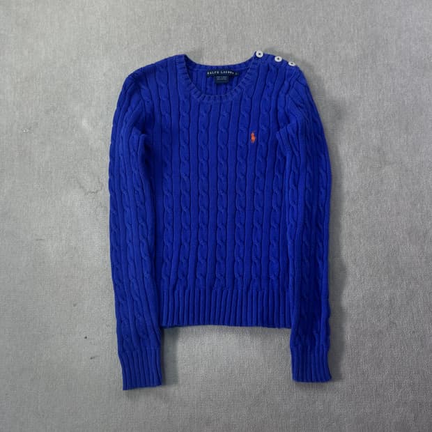 W 90 폴로랄프로렌 꾀배기 버튼 블루니트