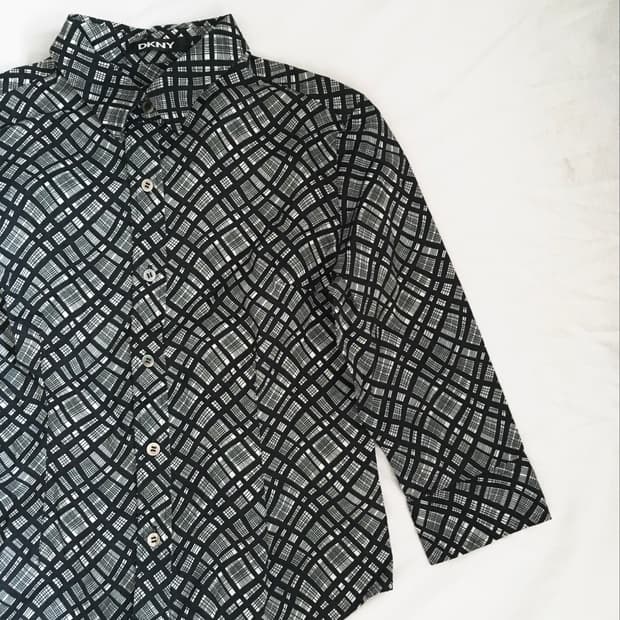 DKNY geometric check fitted shirt