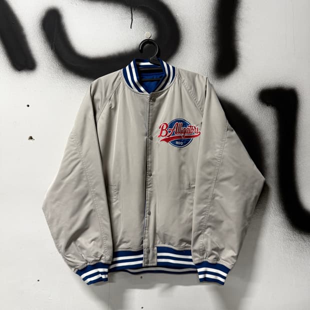 VTG 빈티지 빅사이즈 리버시블 올드스쿨 자수 패치 바시티 자켓