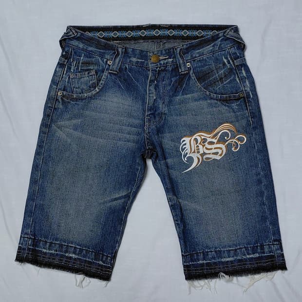 [M] y2k 감성 Beach Sound 서프 빈티지 자수 데님 팬츠