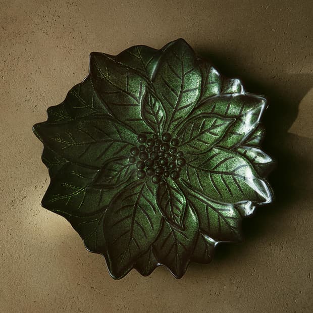 자라홈 크리스마스 포인세티아 유리 앞접시