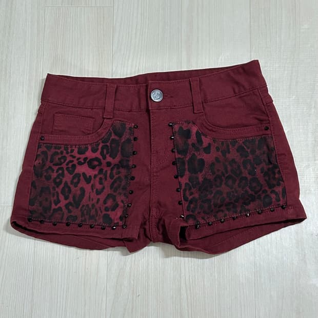 Egoist 레오파드 버건디 숏팬츠 갸루 
