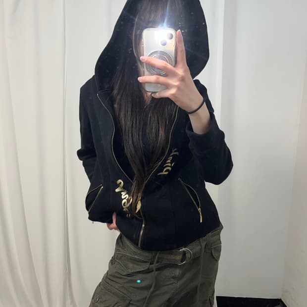 00‘s 백 패치 포인트 더블 후드집업