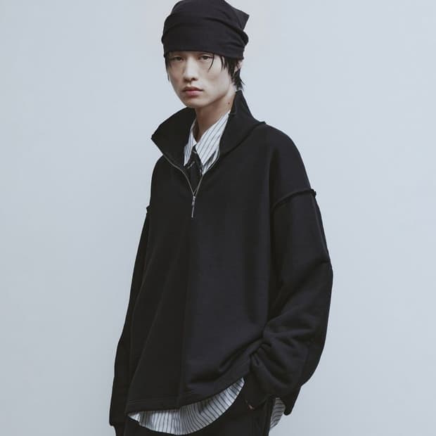 [L] 유스 컷오프 하프집업 스웻셔츠 블랙 youth