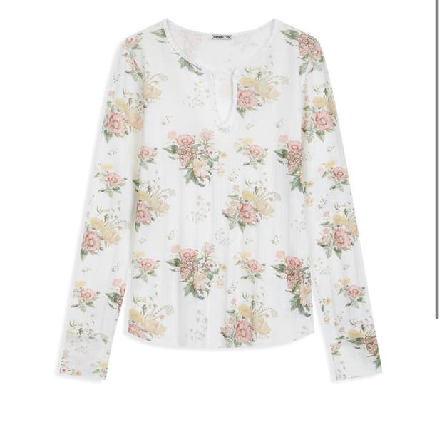 오픈yy FLORAL HOOK HENLEY LONG SLEEVE