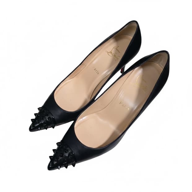 크리스찬 루부탱 스터드 힐 블랙 38