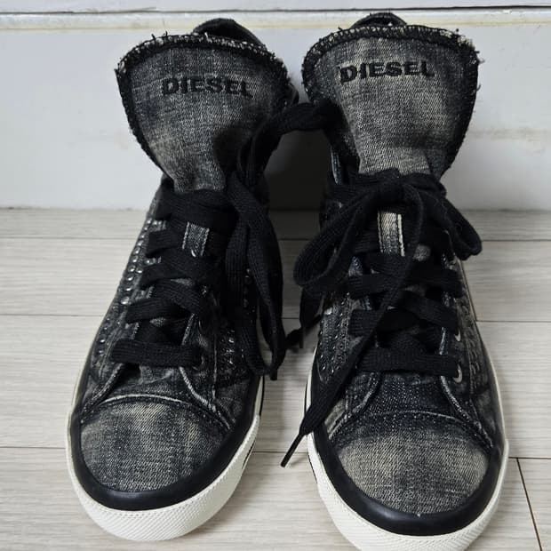 디젤 스터드 데님하이탑 스니커즈 245