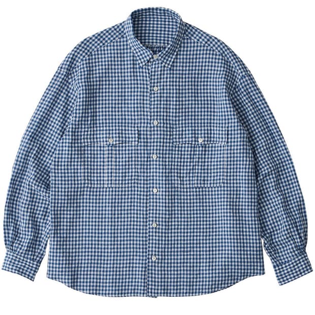 포터클래식 롤업 린넨 깅엄 체크셔츠 프렌치 블루 L, XL