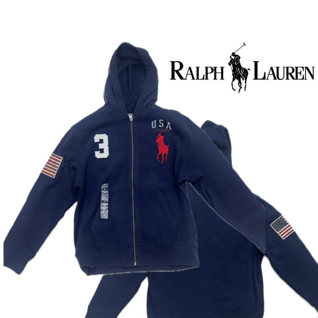 폴로 빅포니 3 후드집업 네이비