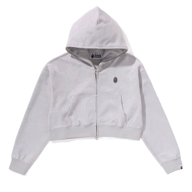 베이프 솔리드 카모 크롭 후드집업 그레이 bape