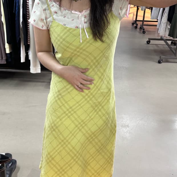 버버리 린넨 체크 원피스