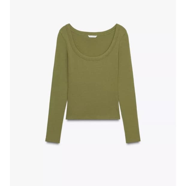 자라 u넥티 올리브색