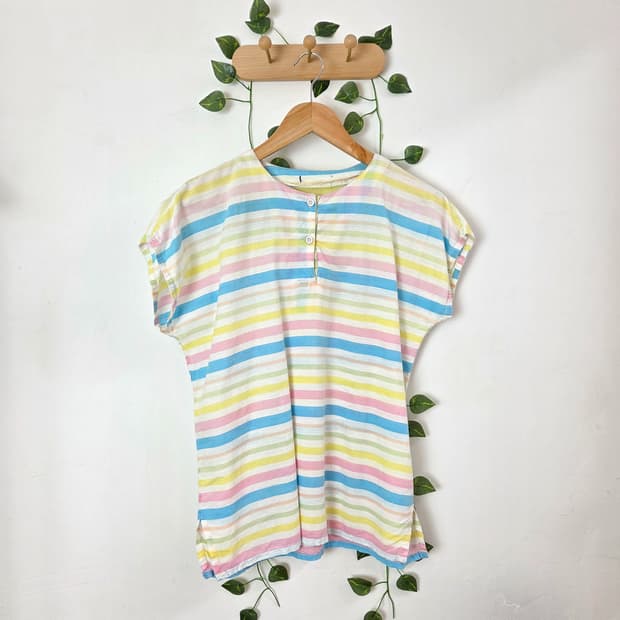 파스텔 단가라 블라우스