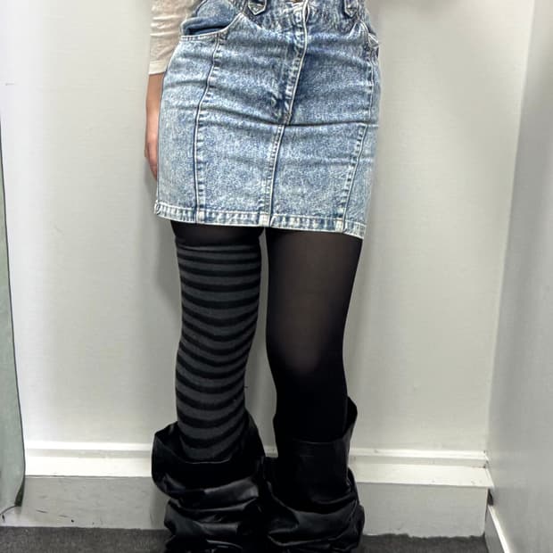 백 아일렛 데님스커트