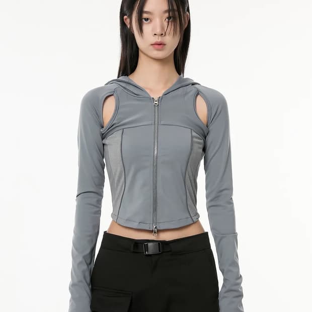 플레어업 디비전 컷아웃 후드집업 그레이