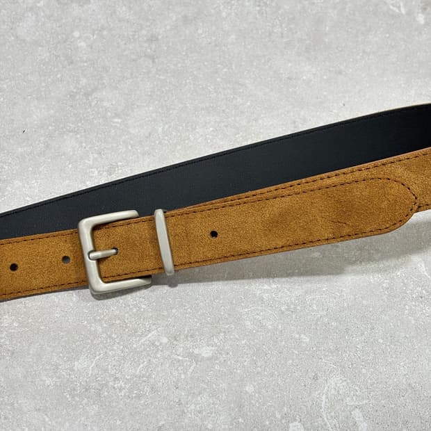 Oribell 새틴 실버 버클 이탈리아 스웨이드 소가죽 베이직 벨트