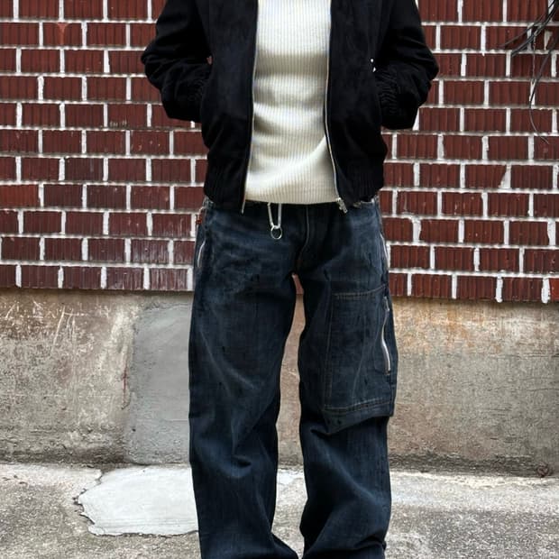 슈프림 바라클라바 니트 일루반스 스웨이드 자켓 빈티지 워싱 팬츠