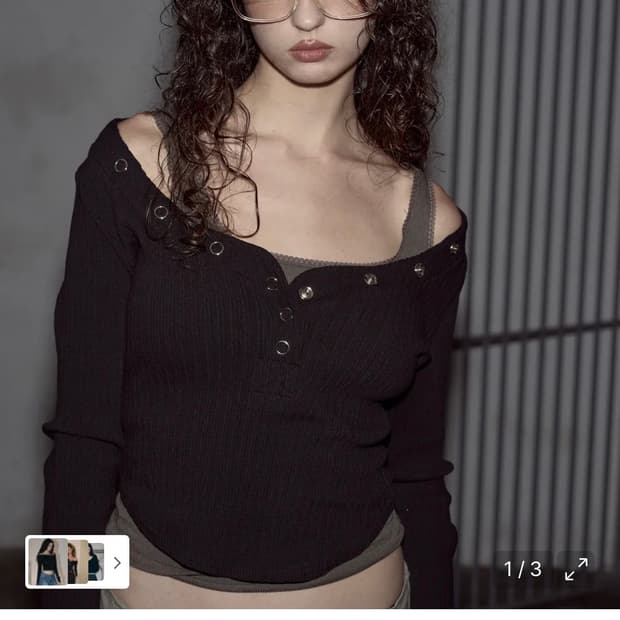 플리즈노팔로우 버니 스냅 버튼 탑 블랙