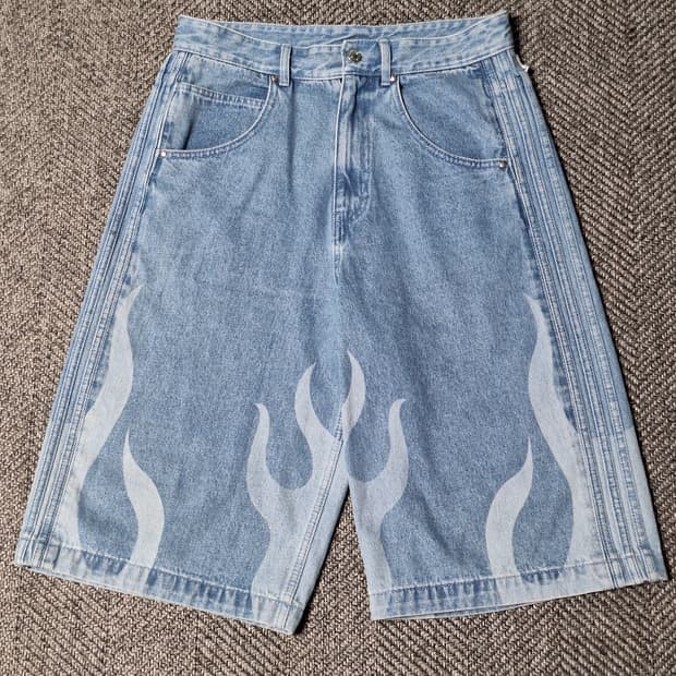 아디다스 파이어버드 플레임 데님 버뮤다 반바지 쇼츠  팬츠