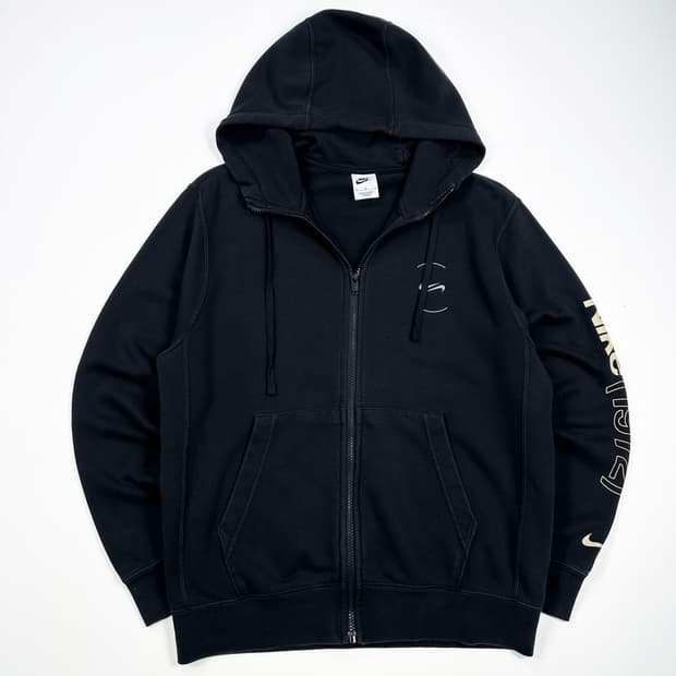 나이키 백로고 프린팅 풀오버 후드집업 블랙 M