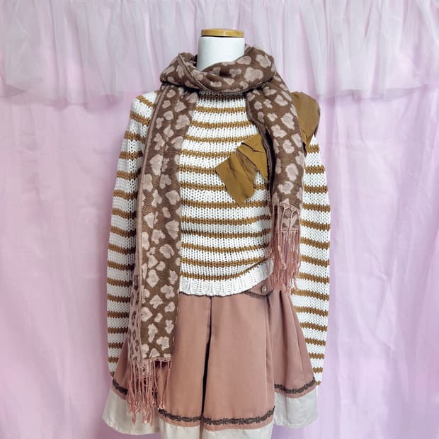 빈티지 히메갸루 레오파드호피 머플러