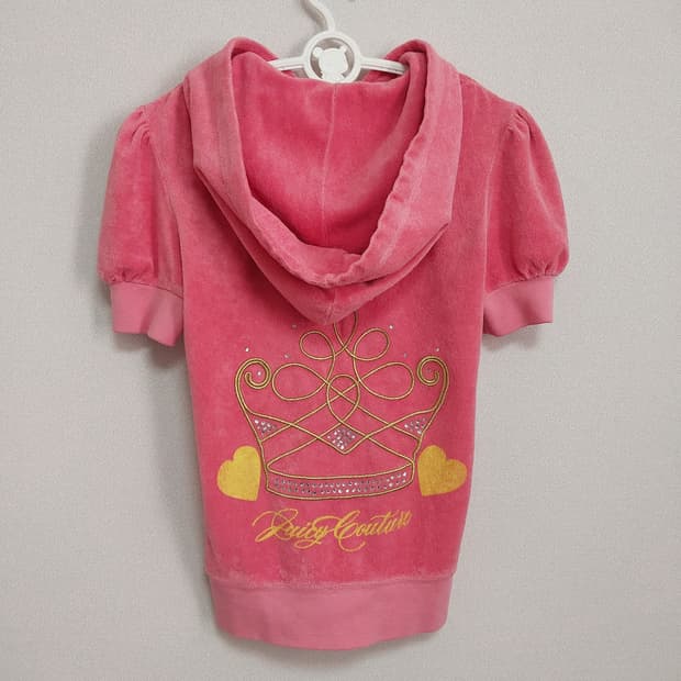 쥬시꾸뛰르 핑크 테리 후드 집업 y2k