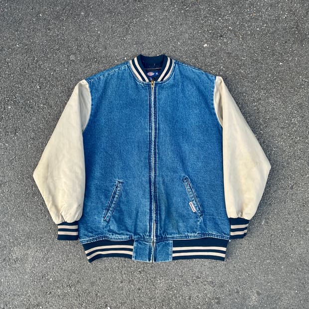 90s 디키즈 올드스쿨 데님 바시티 워크자켓 XL XXL