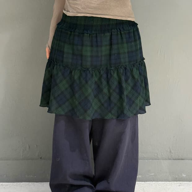 check pattern frill can-can skirt